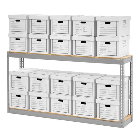 Global Industrial Record Storage With Boxes 72W x 15D x 36H, Gray B2297945